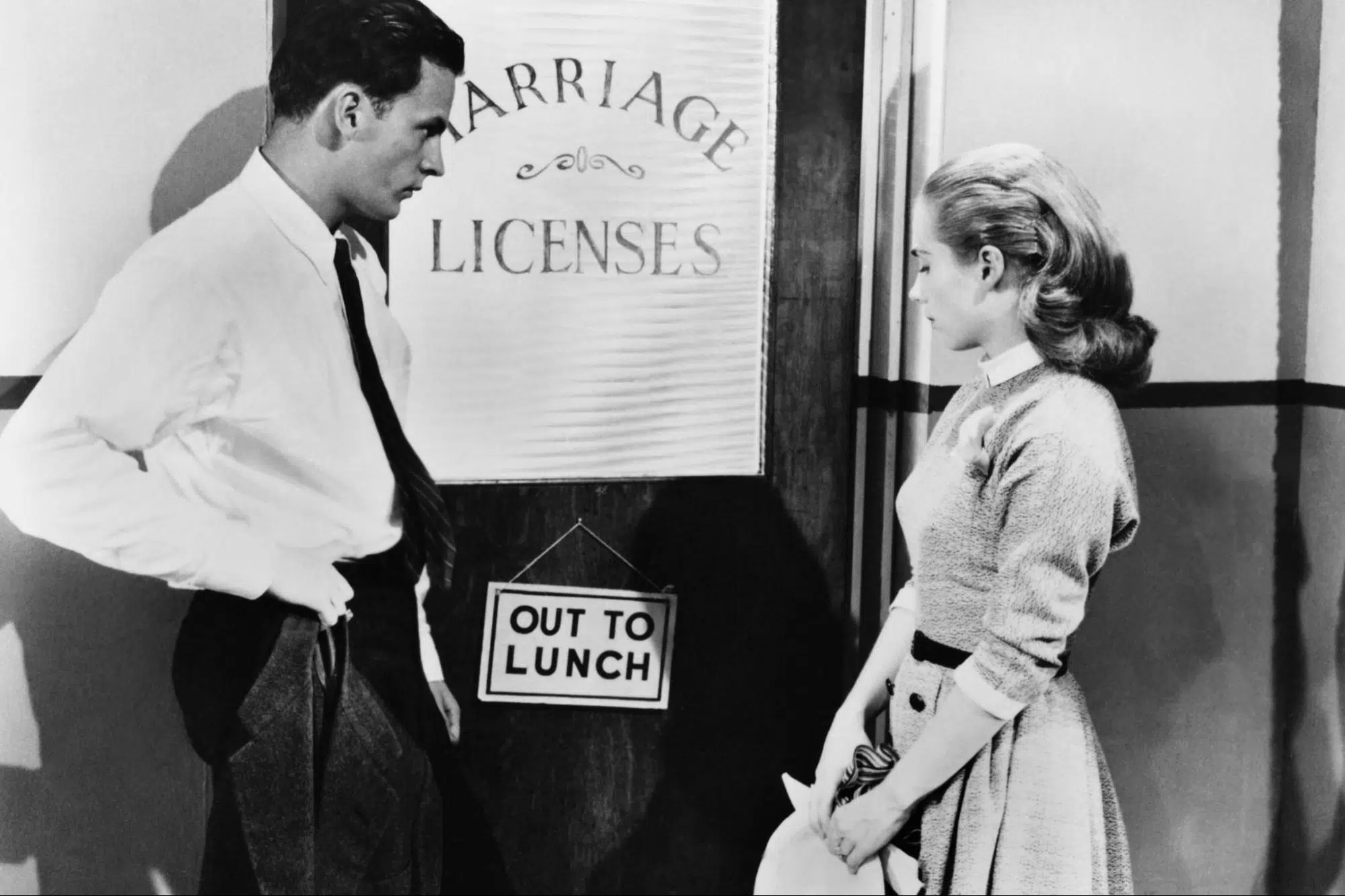 The couple gets a Texas marriage license together.